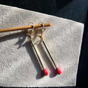 Matchstick Red and Gold Earrings