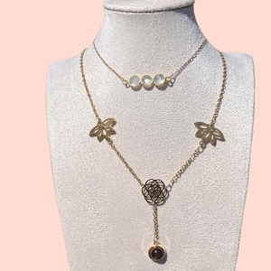 Tiger’s Eye Lotus Seed of Life Pendant Necklace