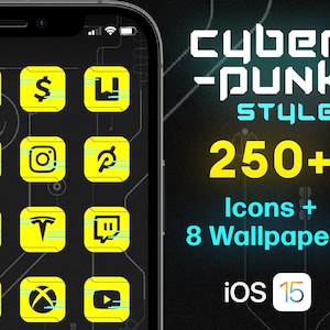 Cyberpunk iOS 26 Icon Set: Neon Yellow, Futuristic App Icons + Wallpapers