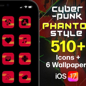 Cyberpunk iOS 26 Icon Set: Phantom Liberty Style, 510+ Neon App Icons & 6 Wallpapers