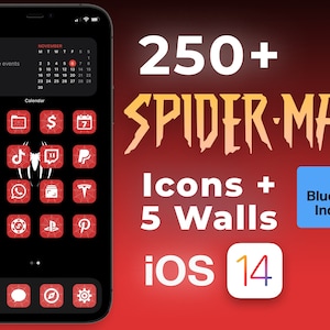 Spider-Man Theme, iOS 16 Icon Set, Comic Book, Superhero, Aesthetic, iOS 16 App Icons, High Quality Style, 250+ Icons Included