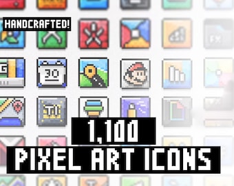 1,100+ Square PIXEL ART Handcrafted Icons - iOS 16 Icon Set, Pixel Art Icon Set, Aesthetic, iOS 16 App Icons, High-Quality Retro Style