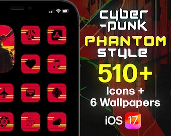 Cyberpunk iOS 26 Icon Set: Phantom Liberty Style, 510+ Neon App Icons & 6 Wallpapers