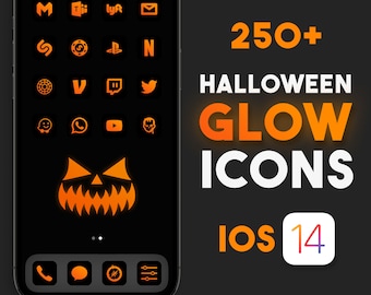 HALLOWEEN iOS 16 Orange Glow, Fall, Icon Set, Aesthetic, iOS 16 App Icons, High Quality Style, 250+ Icons Included