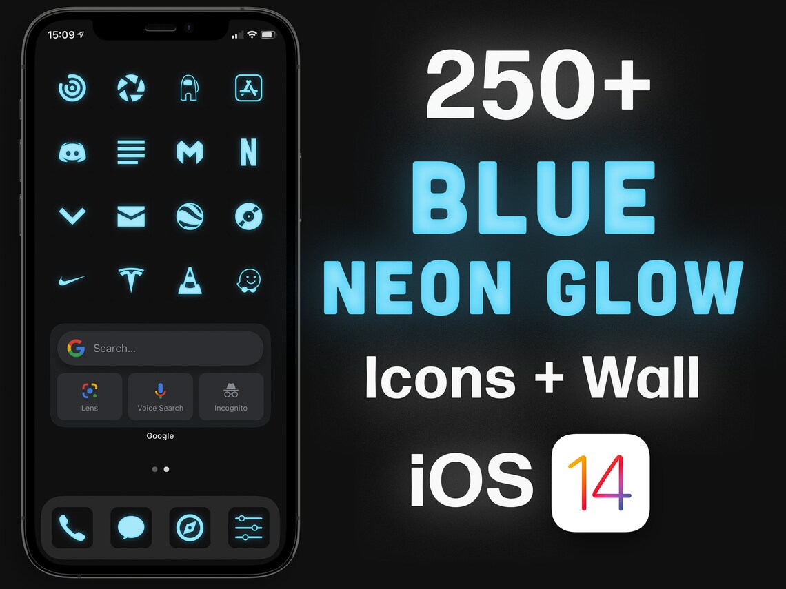 BLUE Neon Glow iOS 14 Icon Set Neon Aesthetic iOS 14 App BLUE Neon Glow iOS 14 Icon Set Neon Aesthetic iOS 14 App