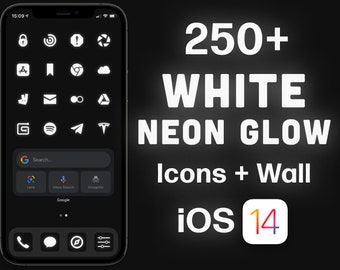 White Neon iOS 26 App Icons: 250+ Icon Set