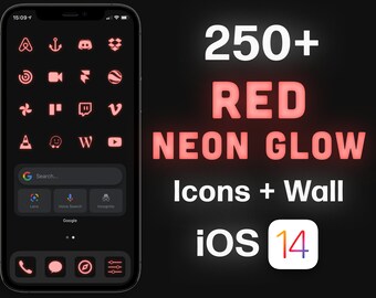 Red Neon iOS 26 App Icon Set: 250+ Icons & Wallpaper