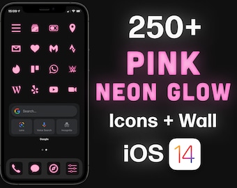 Pink Neon iOS 26 App Icons: 250+ Icon Set