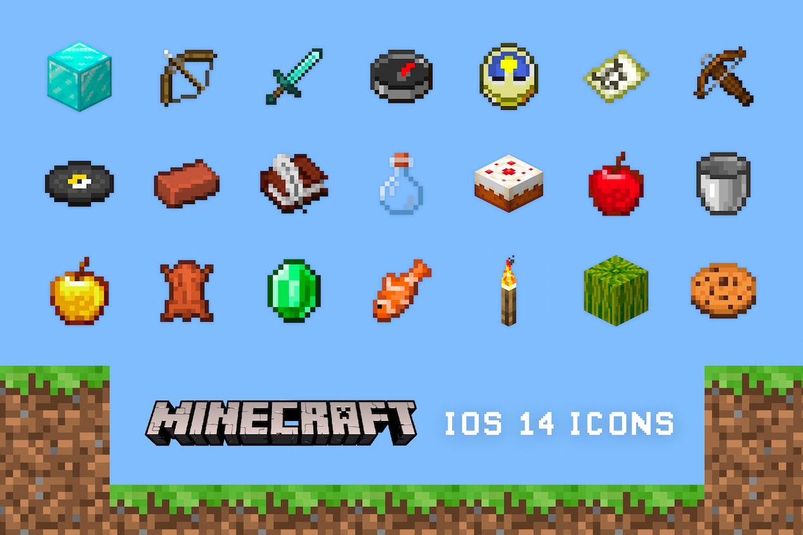Minecraft iOS 14 Icon Set Pixel Minecraft Aesthetic Game | Etsy