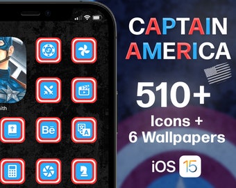 Captain America iOS 26 Icon Set: Comic Theme (510+ Icons, 6 Wallpapers)