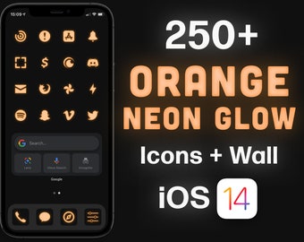 Orange Neon iOS 26 App Icons: 250+ Icon Set
