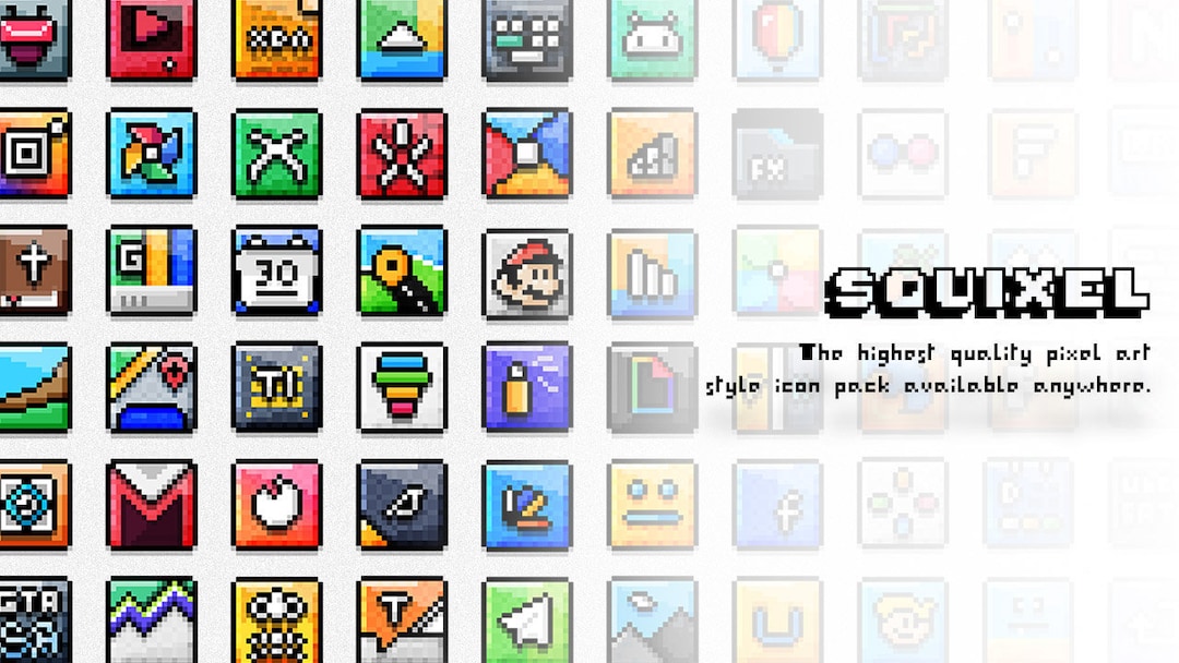 Square PIXEL ART Ios 16 Icon Set, Pixel Art Icon Set, Aesthetic, Ios 16