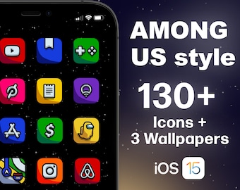 Among Us Style, Video Game, iOS 16 Icon Set, Aesthetic, iOS 16 App Icons, High Quality Style, 130+ Icons Included
