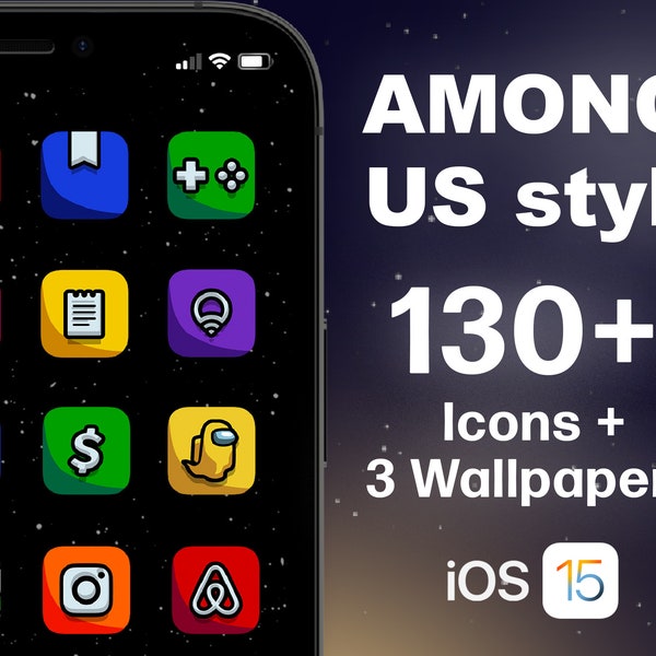 Among Us Style, Video Game, iOS 16 Icon Set, Aesthetic, iOS 16 App Icons, High Quality Style, 130+ Icons Included