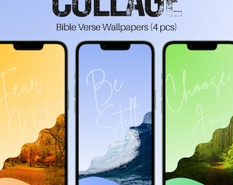Collage Bible Verse Phone Wallpapers  | 4 Aesthetic Christian Lock Screen Designs iOS 26 | Scripture-Based, Minimal | Digital Download