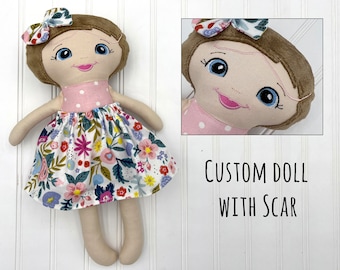 Look alike doll, Custom Look alike Doll, personalized cloth dolls, Custom doll with scar, Custom doll with heart scar, Birthday gifts girl