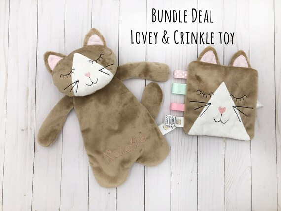 Handmade Baby Lovey for Baby Girl Personalized Animal Lovey for Baby Baby Name Blanket Set Baby Crinkle Toy Monogrammed Lovey for Niece Etsy Canada