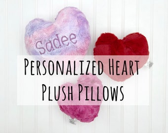 personalized red heart pillow for bed, cute Valentines gifts for kids, custom pink heart plush pillow for girls, Valentines home decor, best