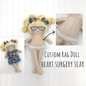 custom heart surgery doll with scars, get well soon gift for kids, personalized look a like doll for girls, post surgery gift, comfort toy