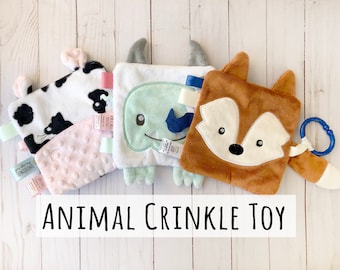 Baby Crinkle Toy, 1st Birthday gift for girl, sprinkle gift for baby girl, baby sensory toy, Crinkle baby ribbon toy, new baby gift boy