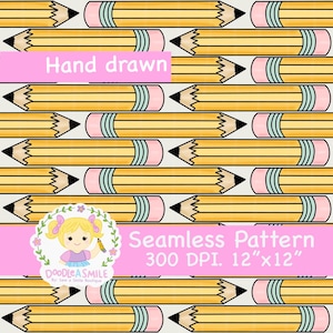 Back to school Seamless pattern, Pencil Pattern for Sublimation, pencil seamless file for fabric, School Digital paper for Commercial Use