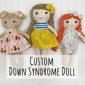 Down Syndrome Doll, Handmade cloth doll, Personalized doll for baby girl, Look alike doll, 1st birthday gift for girl, special needs doll