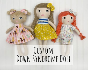 Down Syndrome Doll, Handmade cloth doll, Personalized doll for baby girl, Look alike doll, 1st birthday gift for girl, special needs doll