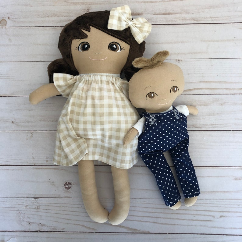 custom big sister little sister dolls set of 2, sibling gifts for new baby, personalized rag doll handmade, adoption day gifts for girls image 3