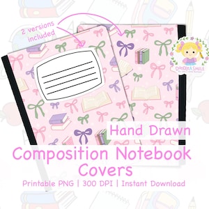 Girly Coquette Composition Book Cover: Printable PNG Design