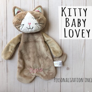 Personalized cat lovey for baby, snuggle pet, gender neutral baby gift, cat baby toy, baby lovey blanket, cat gifts for girls, comfort toys