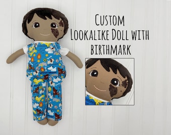 Doll with birthmark for boy, Look alike doll, Personalized cloth dolls, Custom Doll with nevus, Handmade rags doll, inclusive doll for baby