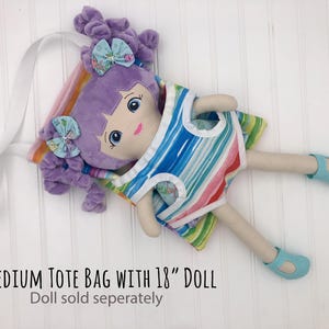 Totebag for doll, Doll Carry Along backpack, Doll Carrier, Take Along, Pretend Play Doll Carrier, Doll with backpack