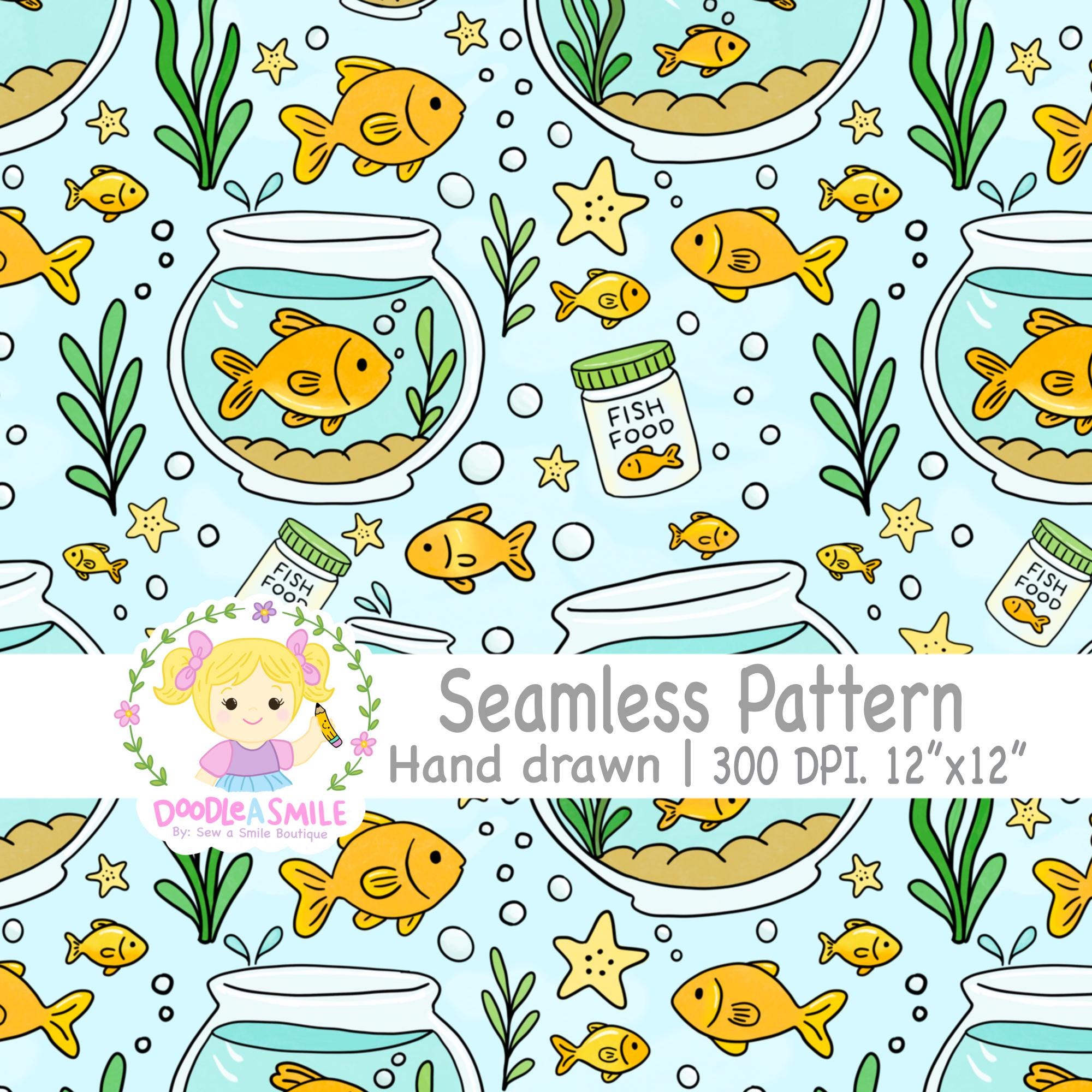 Gold Fish Seamless Pattern for Fabric, Goldfish PNG for Sublimation ...