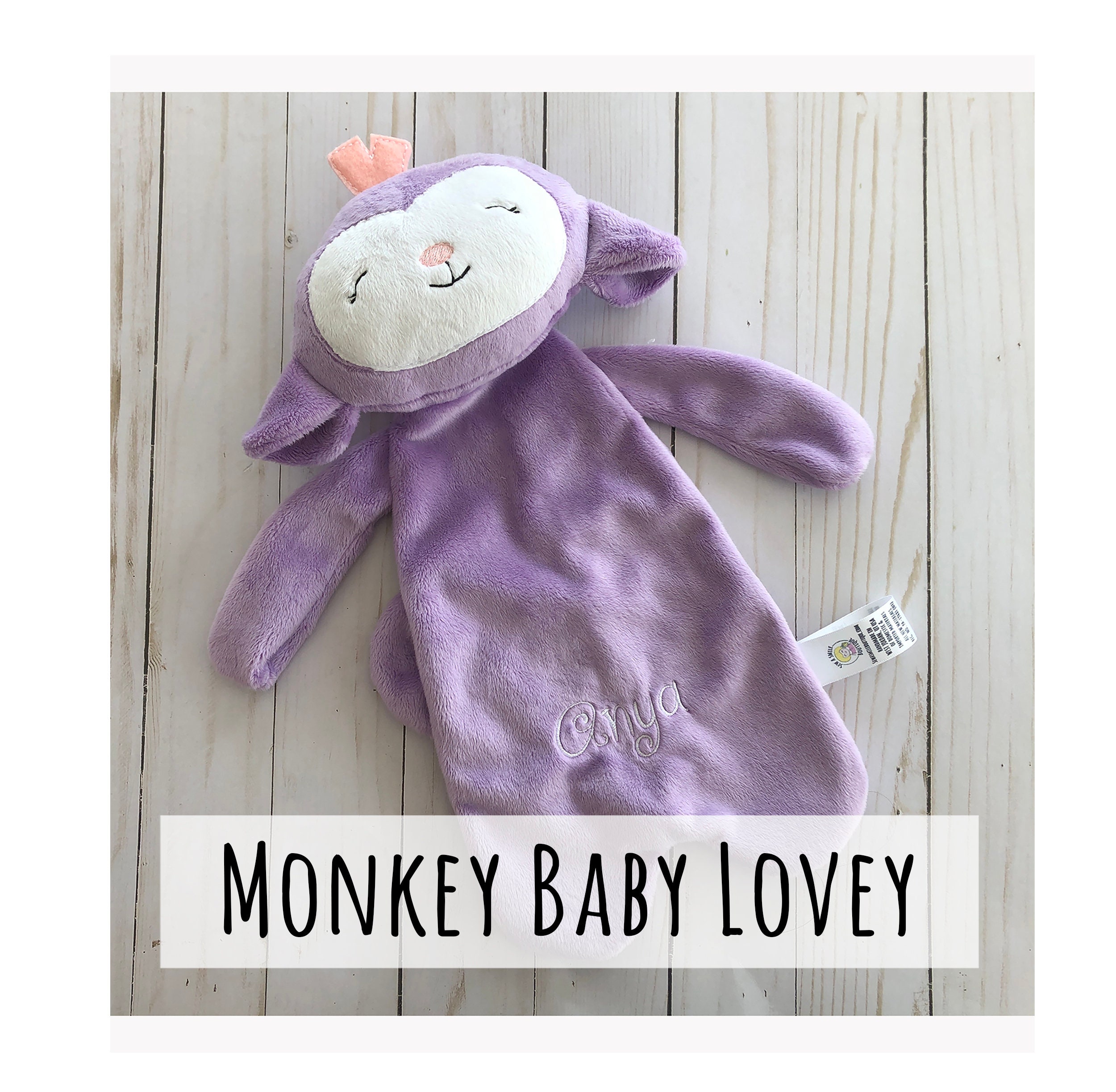 Monkey lovey Personalized baby lovey Baby Shower Gift Etsy