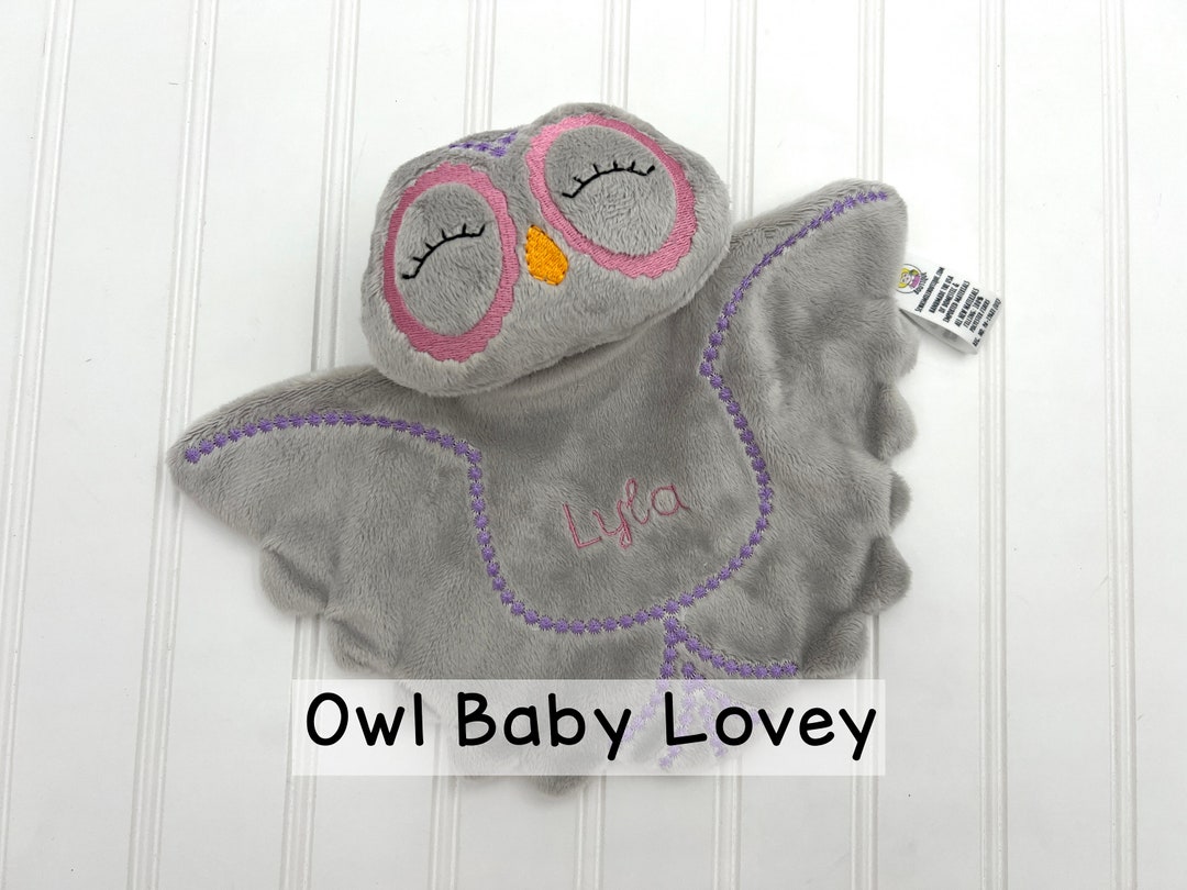 Personalized Owl Lovey, Snuggle Baby Lovey Animal, Owl Baby Gifts