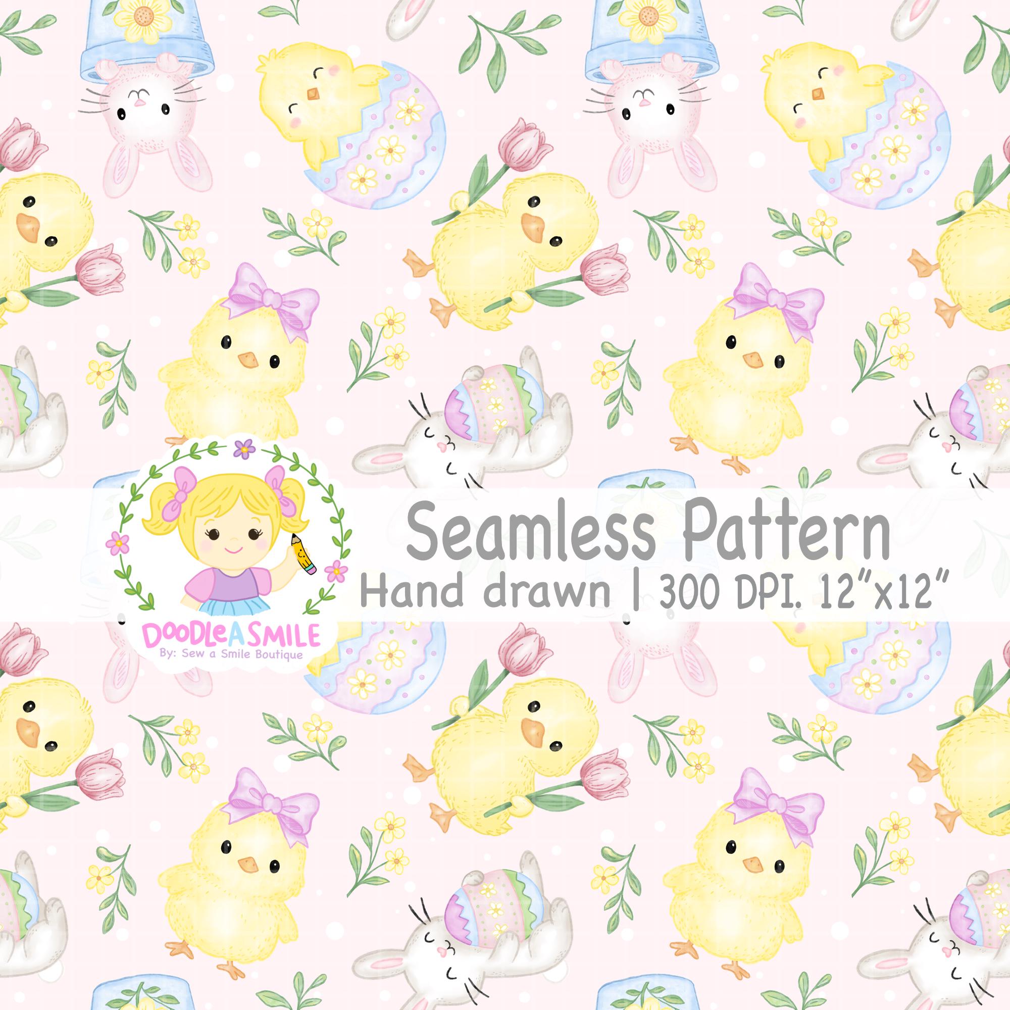 Cute Easter Seamless Pattern Bundle, Pastel Chick Digital Paper for ...