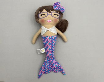 mermaid doll for big sister, mermaid gifts for little girls, baby doll for girls, 1st birthday gift for baby girl, mermaid doll with glasses