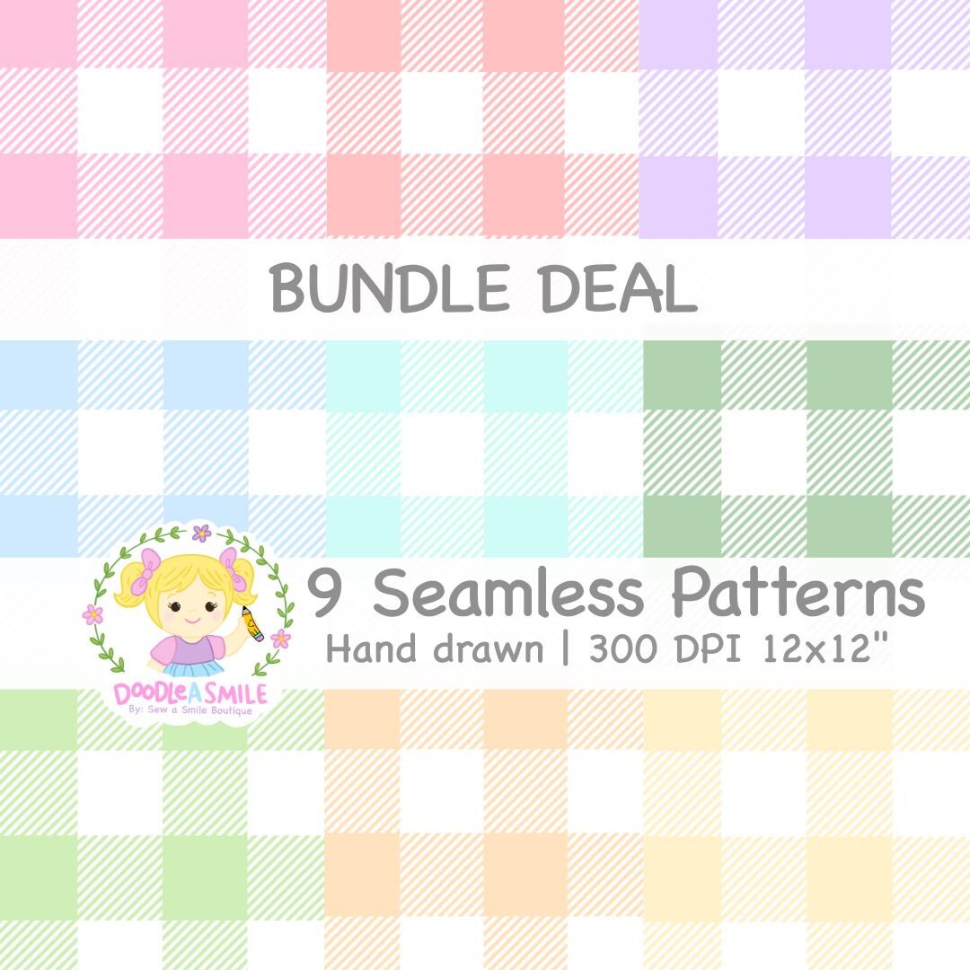 Pastel Gingham Seamless Pattern PNG BUNDLE for Sublimation, Pastel ...