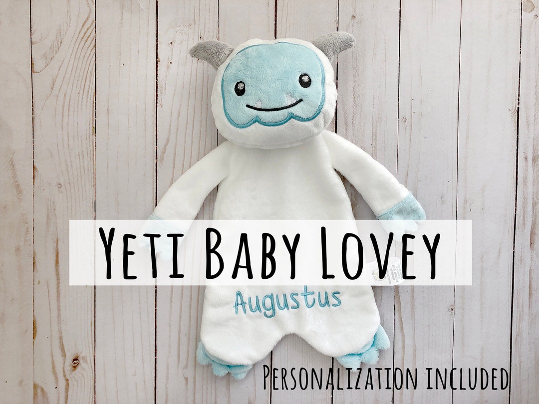 Personalized Yeti Baby Lovey, Snuggle Animals, Funny Baby Gifts for Newborns, Cryptid Baby ...