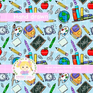 School Seamless pattern for fabric, Back to school Pattern PNG for Sublimation, Digital Download, Teacher seamless Digital paper, Commercial