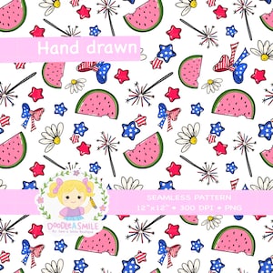 4th of July Seamless pattern for fabric, Patriotic seamless PNG for Sublimation, Digital Download, 4th of July PNG Commercial use, Digitial