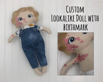 Custom Birthmark Doll for boy, port wine stain doll, hemangioma Look alike doll, Personalized cloth dolls, Handmade boy doll with birthmark