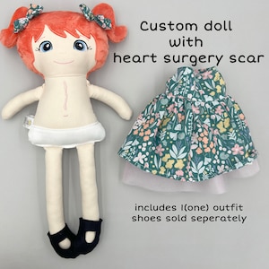 custom look alike doll, heart surgery doll with scar, 3rd birthday gift for girl, birthday gift for little girl, surgery recovery, CHD Scar
