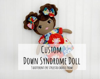 custom Down Syndrome baby doll handmade, personalized special needs doll with clothes, unique gifts for little girls, look alike doll for