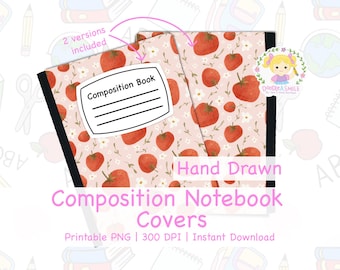 Portada de cuaderno de composición de fresa PNG imprimible para uso comercial, diseño de fresa para portadas de cuadernos de composición, portadas imprimibles