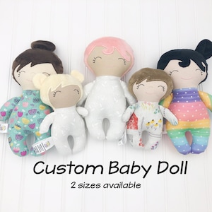Plush doll for toddler girl, Custom doll for girls, handmade rag doll, first baby doll, 1st birthday gift for daughter, soft baby doll