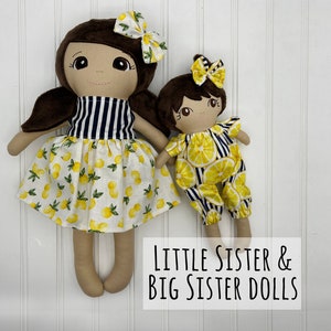 custom big sister little sister dolls set of 2, sibling gifts for new baby, personalized rag doll handmade, adoption day gifts for girls image 2