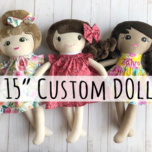 Custom rag doll, Look alike doll, Stuffed Doll, personalized doll for baby girl, 1st birthday gift for granddaughter, handmade cloth doll