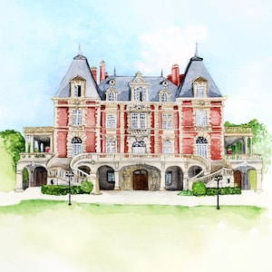 Custom Watercolor Wedding Venue Portrait: Hand-Painted Keepsake (Digital File)