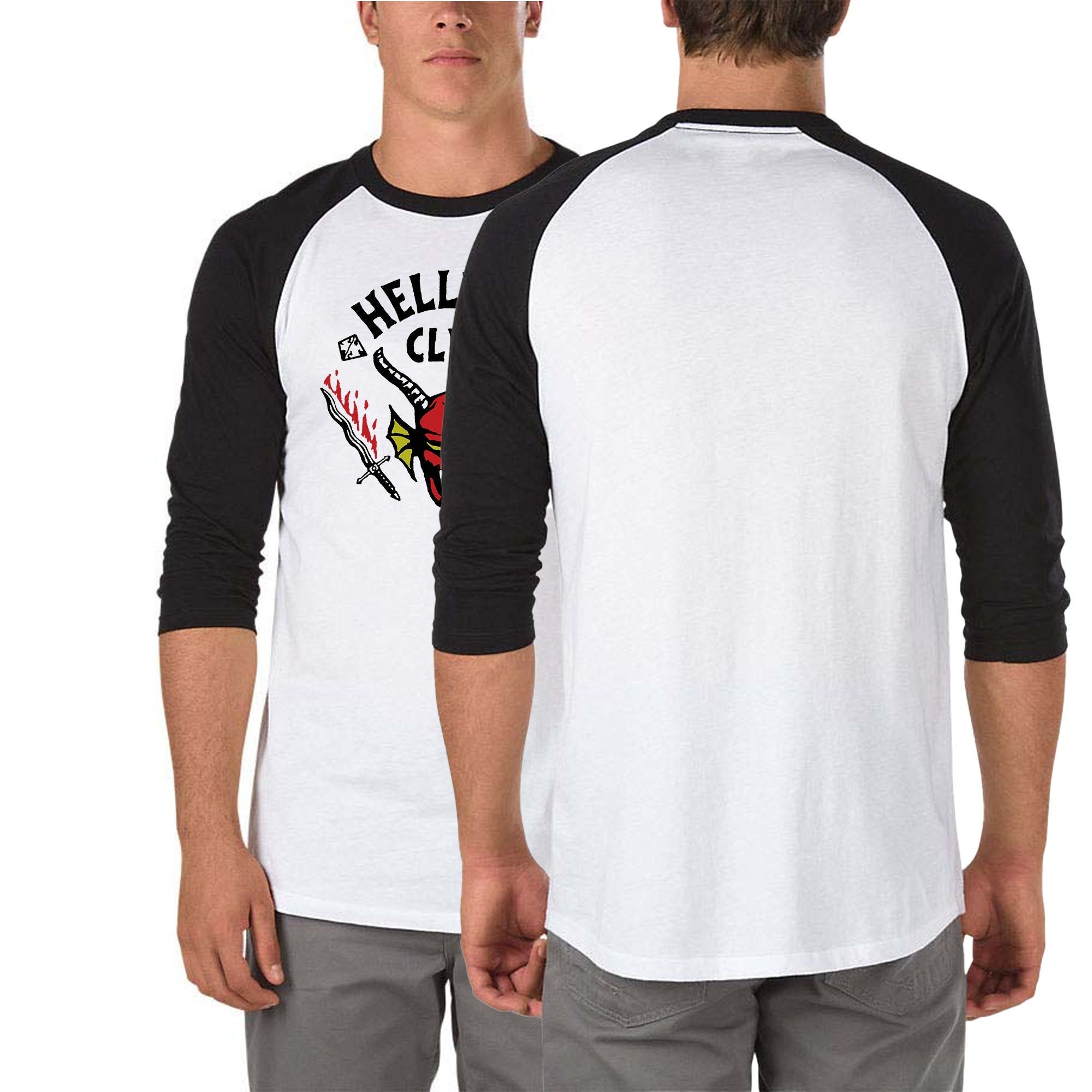 Vintage Hellfire Club Devil Fire 3\4 Sleeve Baseball Unisex Tee